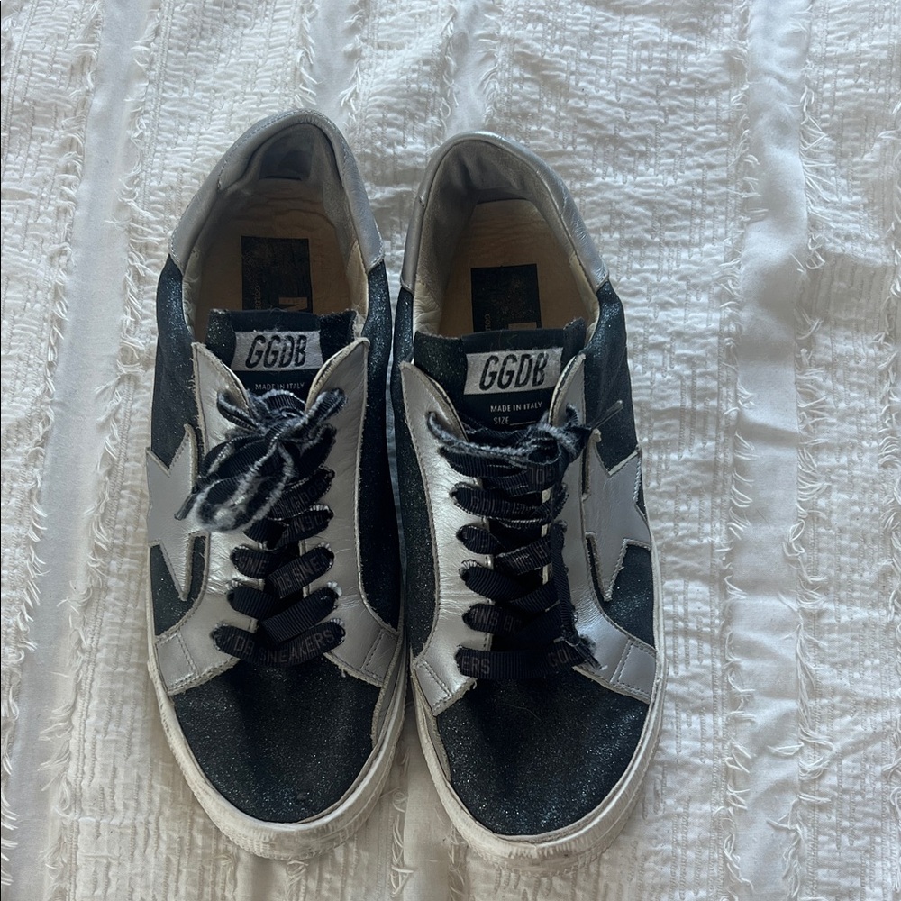 Golden Goose black and silver sneakers